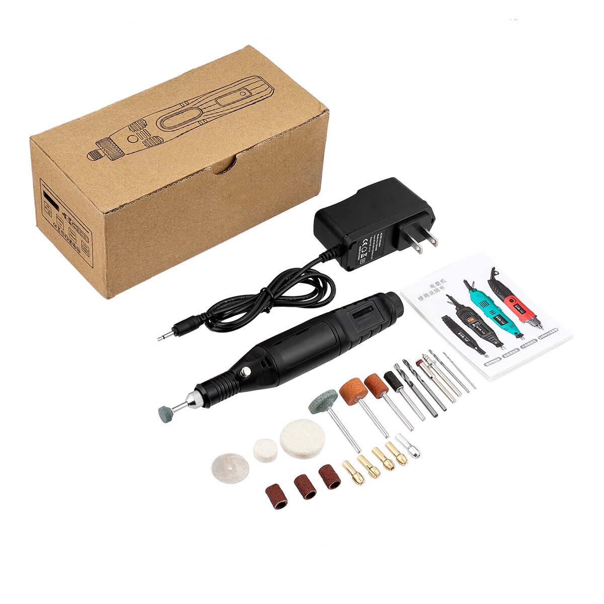 Elektrisk borr dremel grinder gravör pennslip mini borr elektrisk roterande verktygsslipmaskin dremel tillbehör: Default Title