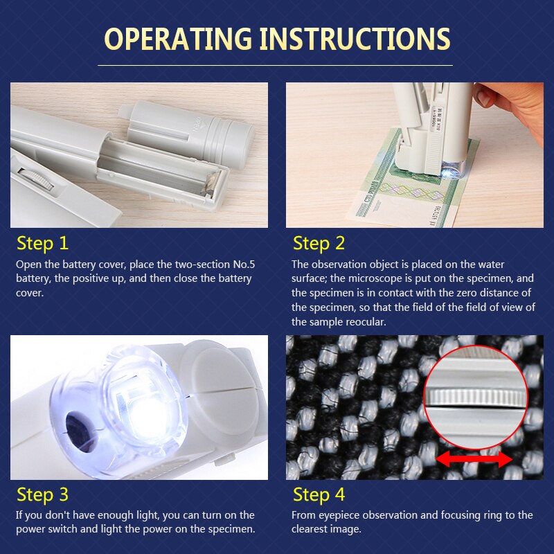 Mini Inspection Microscope Handheld Microscope with LED Illumination Portable Microscope Folding Jewelry Magnifier Magnifying