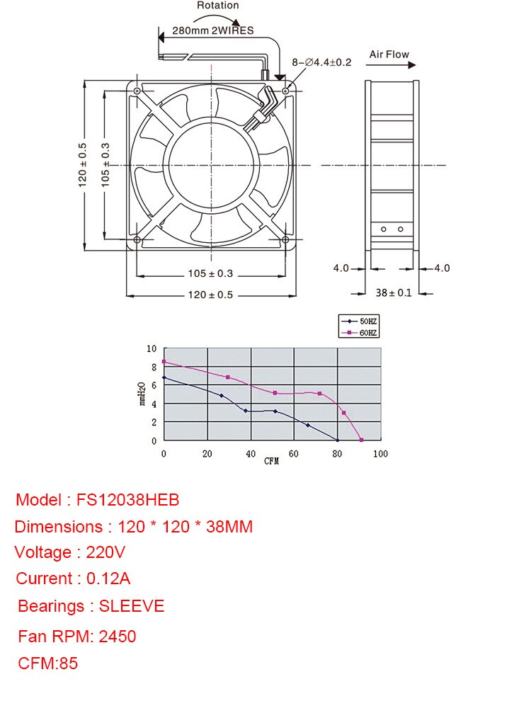 Cooling fan 12038 EC 220V Axial Fans 120 * 120 * 38mm DP200A CFM 85 RPM 2450 ozonizer accessories Soldering tin exhaust fan