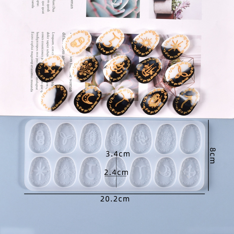 2 Set Resin Moulds, Fine Good Rune Stone Mould Resin Casting Kit