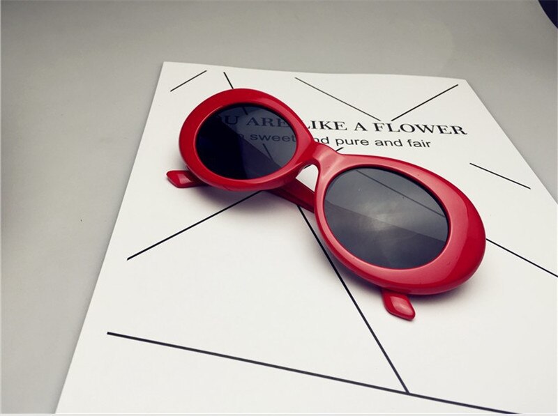 Long keeper nirvana kurt cobain solbriller til mænd kvinder plaid ovale solbriller unisex briller gafas wxr 04: Rødgrå