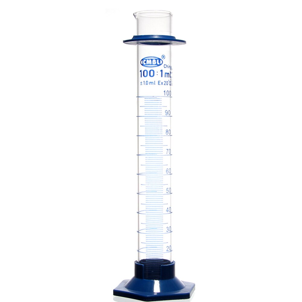 100ml målecylindre med tud og graduering med heagon base laboratorie kemi udstyr
