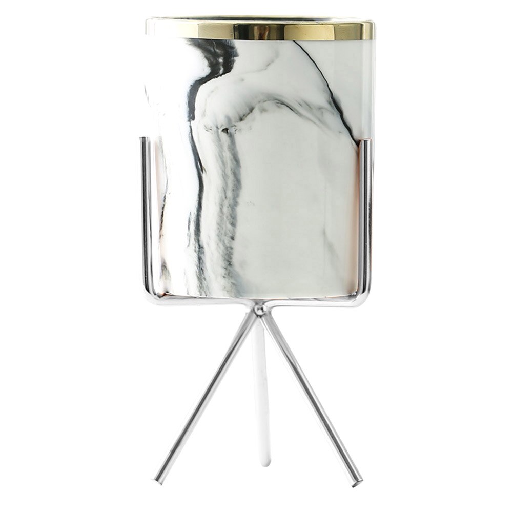 2 stk nordisk blomsterpotte metalstander havehavebeslag keramisk blomsterpotteholder kunst plantebeholder planter hjemmekontorindretning: M sølv