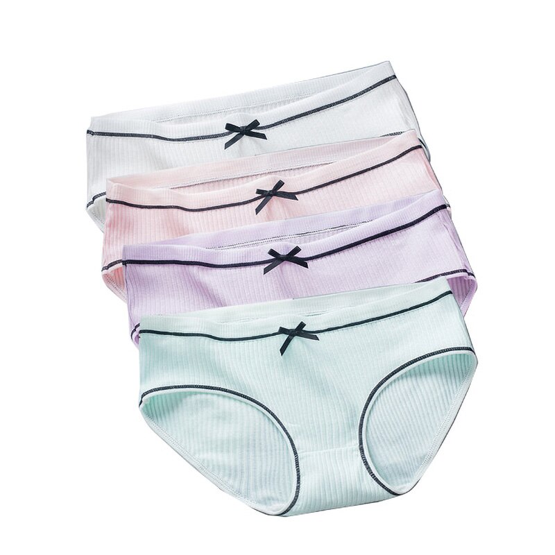 Conjunto de ropa interior de algodón para mujer, bragas de cintura media sólidas, lencería acogedora, calzoncillos tentadores, ropa interior femenina: M / NA199