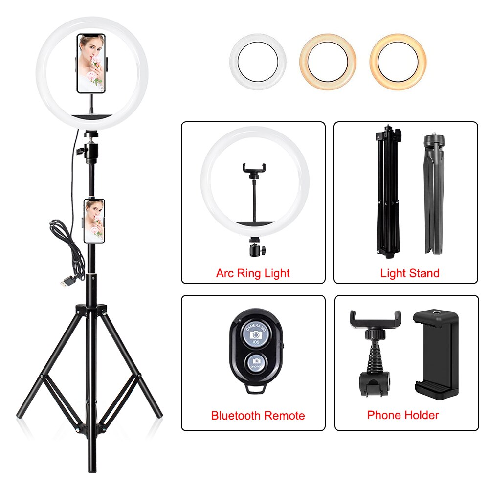 10 "26Cm Rgb Selfie Ring Lamp 26 Rgb Kleuren Licht Voor Mobiele Make Ring Licht Led Ring Licht met Stand Als Tafel Vloerlamp: 26A-165