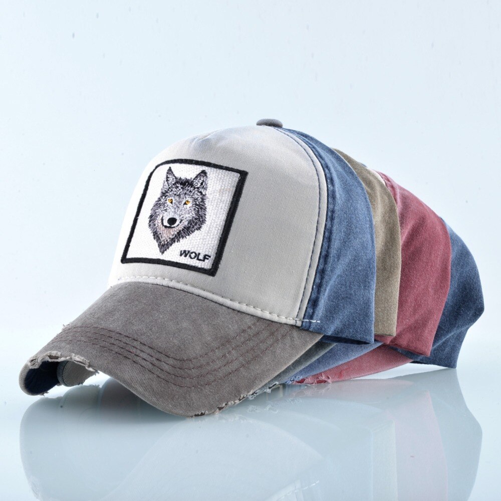 Unisex Baseball Cap Männer Frauen Tiere Stickerei Snapback Hut Frühling Sommer Baumwolle Gewaschen Denim Hip Hop Knochen Casquette