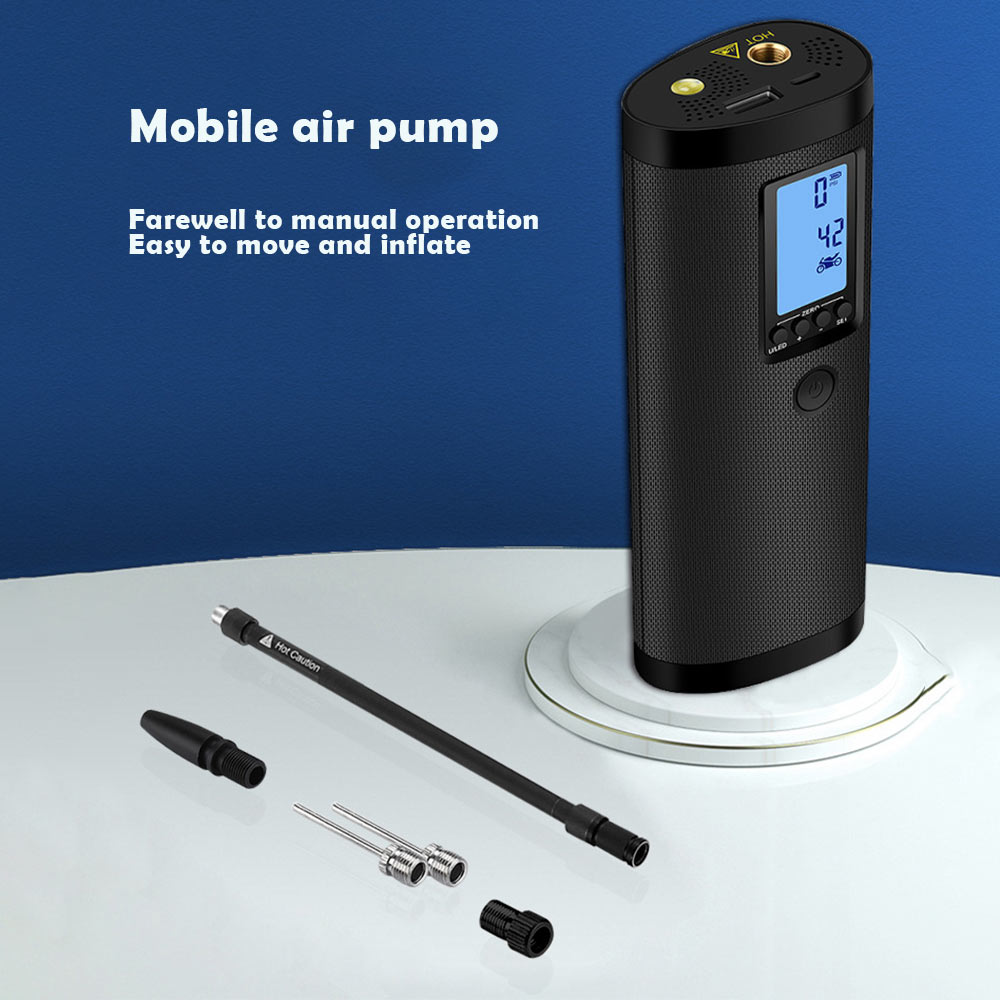 Portable Air Compressor Mini Tire Inflator Hand Held Pump 2000mAh with Emergency Lighting Digital LED Light
