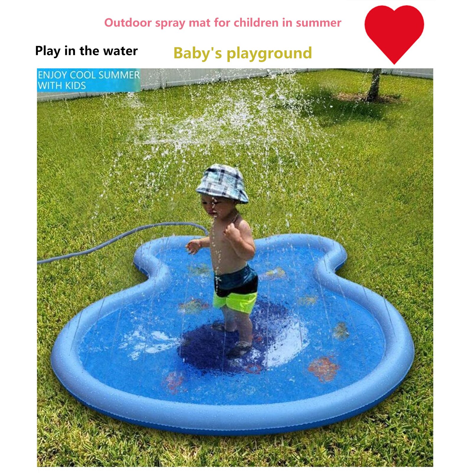 Collectie Vis Vorm Water Splash Mat Voor Kinderen Blauwe Cartoon Gedrukt Patroon Water Game Pad Voor Buitenshuis