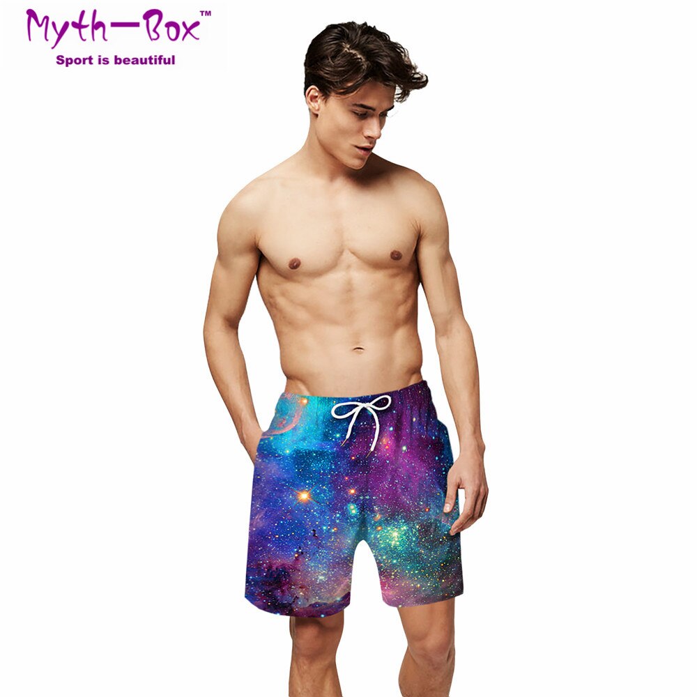 Zomer Mannen Strand Shorts Water Sport Broek Starry 3D Print Galaxy Surfen Shorts Mannelijke Badmode Losse Surf Board Trunks badpak