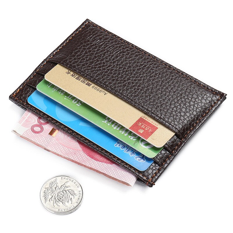 Men Slim Soft Business Credit Card Holder PU Leather Vintage Wallet Retro Texture Mini ID Holders Black Bank Case Purse