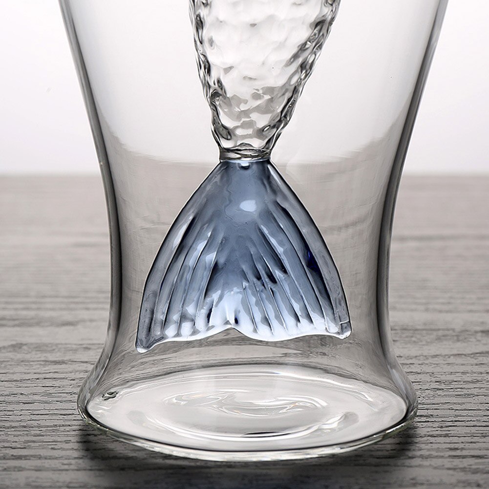 Set of 2 100ml Mermaides Fish Tail Wine Glass Double Layer Beer Whiskey Cocktail Mug Cup