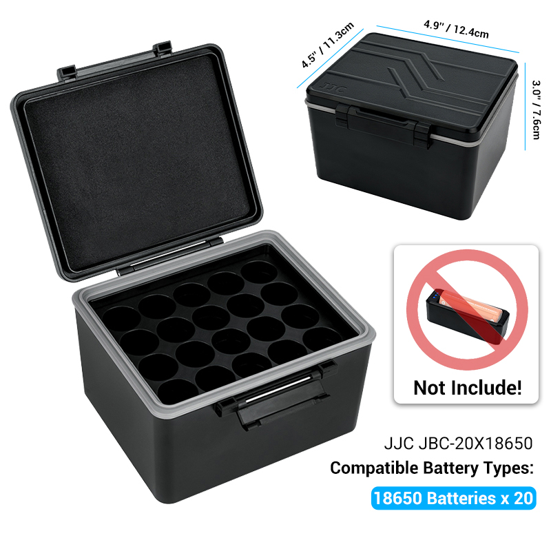 JJC AA AAA Batterij Organizer Opbergdoos Batterij Case voor 18650/AA/AAA Batterijen Waterdicht Schokbestendig 18650 Case Opbergdoos: Black