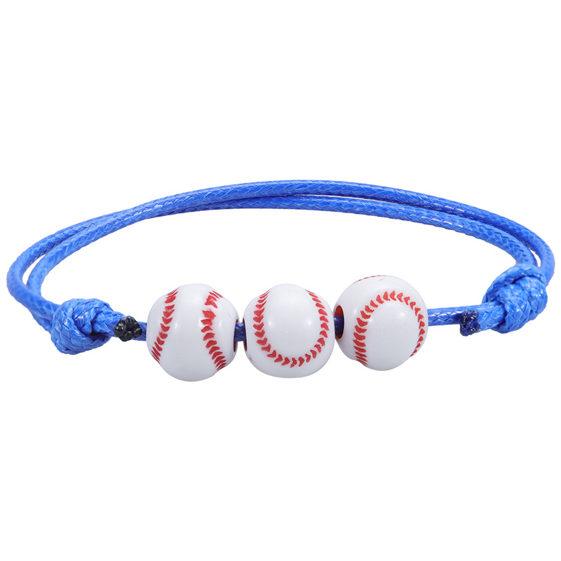 Nueva pulsera de béisbol de baloncesto, línea de cera tejida, pulsera de tenis y Rugby, joyería deportiva para niños y niñas BR1001: Color oro puro