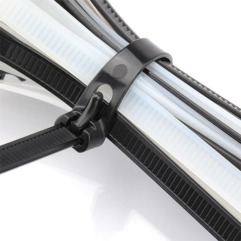 Paquete de 50 bridas de nailon con bucle extraíble, sujetadores de banda de plástico autoblocantes, bridas para cables, bridas para cables de nailon reutilizables
