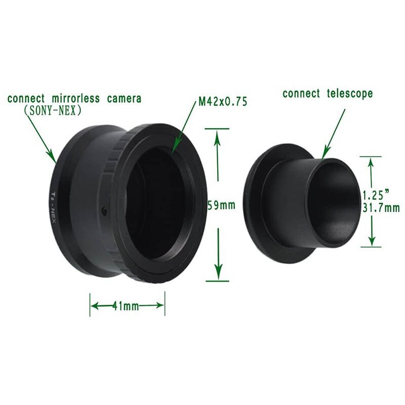 Aluminium Alloy Lens Adapter T2-NEX 1.25Inch Telescope Mount Adapter Ring for Sony NEX Mount Camera Lens Holder