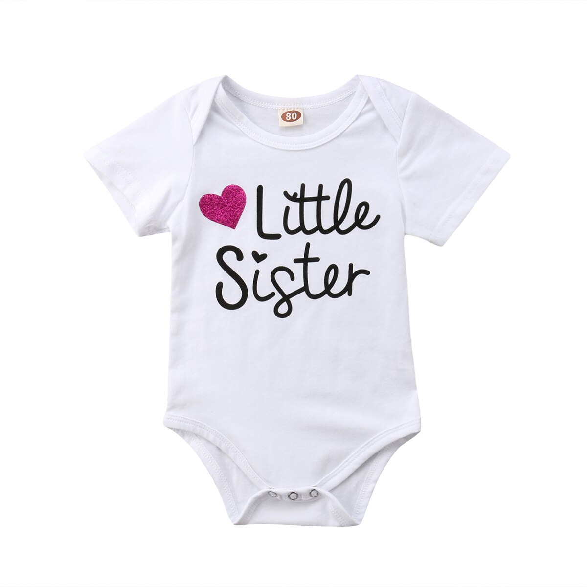 Family Match Little Sister White Romper Big Brother T-Shirt Toddler Short Sleeve Lovely Letter Matching Clothes