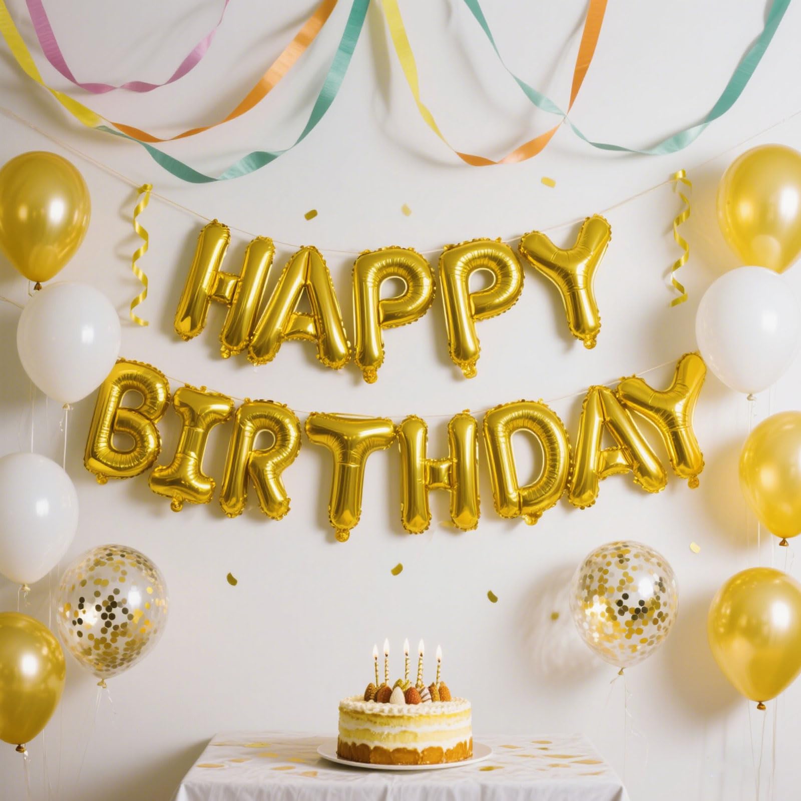 Gullblå bursdagsballong 16 cm foliebokstaver bursdagsskilt banner med bursdagsmotiv til jenter takrenne låve voksne bursdagsdekorasjon