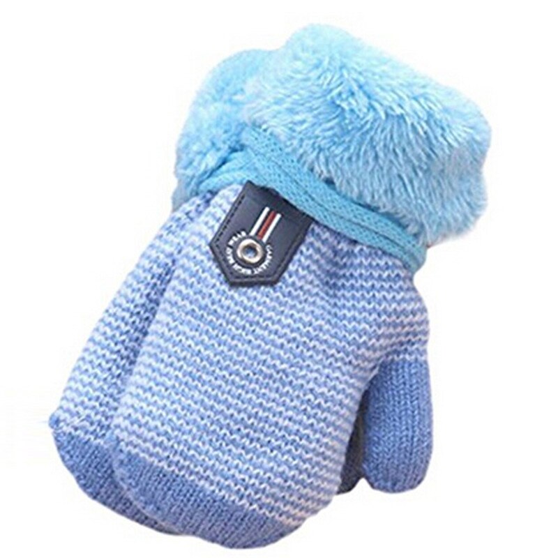 Winter Warm Baby Handschoenen Volledige Vingers Baby Meisjes Jongens Thicken Breien Wanten Touw Verbinding Kids Handschoenen