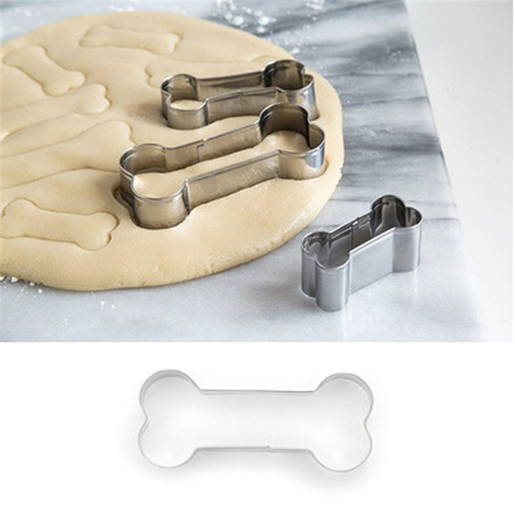 3pcs Rvs Leuke Hond Bot Vormige Cookie Cutter Set Gebak Biscuit Mal Postzegels DIY Bakken Cakevorm