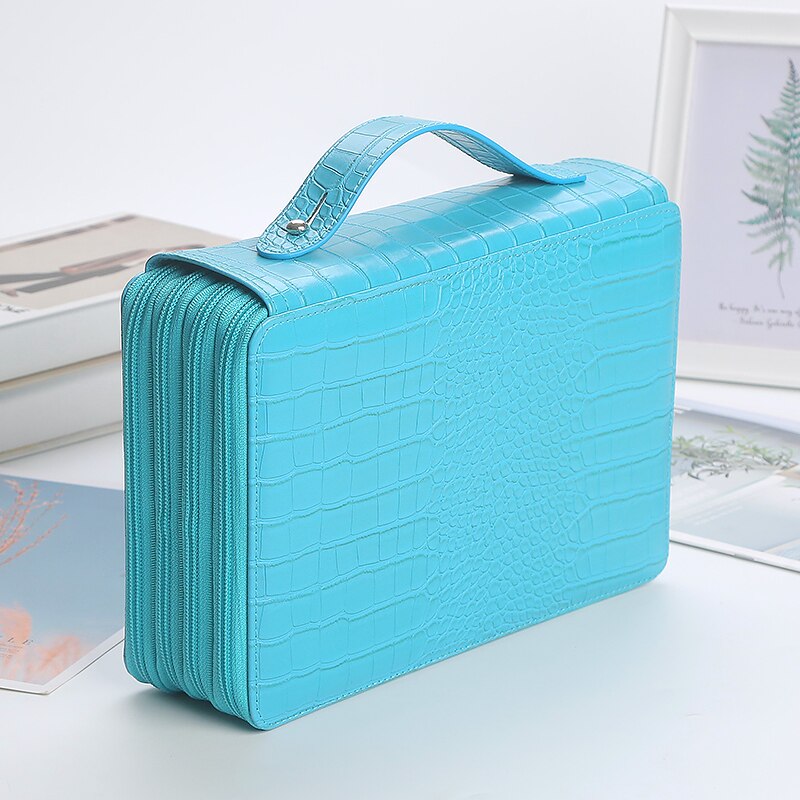 200 Slot Etui School Penal Voor Meisje Jongen Pencilcase Grote Capaciteit Pen Box Briefpapier Tas Kit Grote Pencilfolder Pouch gaten: Lake Blue