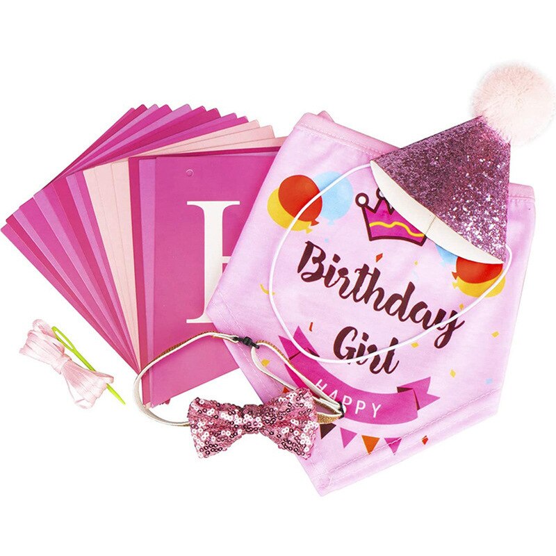 Fowecelt Handgemachte Einstellbare Haustier Geburtstag Party Dekor Katze Hund Schal Hütte Kragen Banner Zubehör für DIY Haustier Party Liefert