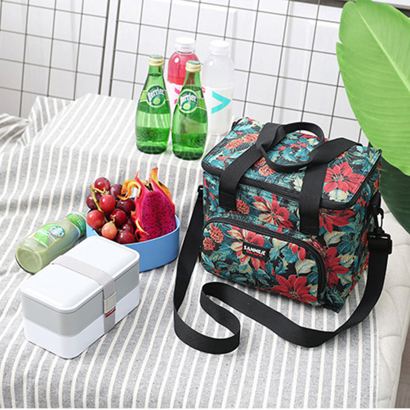 Große mittagessen kühltasche lebensmittel wasserdichte picknick reise lagerung eisbeutel bolsa termica blume armee mittagessen taschen mit schulter gürtel