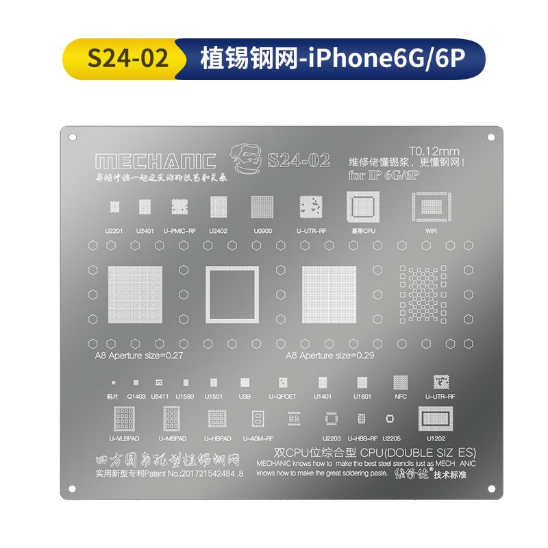 Mechanic S24 Bga Reballing Stencil For Ip 5s 6 6p 6sp 7 7p8x Xs Xr Xs Max 11 11 Promax Cpu Planting Tin Steel Mesh Grandado