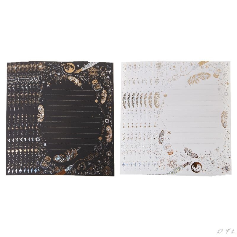 8 Sheets High-end Vintage Bronzing Feather Blessing Letter Paper Pad Writing Office School Supplies
