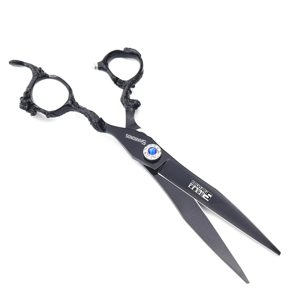 Tijeras de peluquero de 6 pulgadas y 7 pulgadas, tijeras profesionales japonesas de peluquería de acero 440C, herramientas de corte de adelgazamiento de cabello negro puro