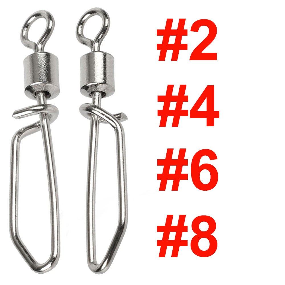 Conector de pesca giratorio de rodamiento de acero inoxidable, accesorios giratorios de pesca, anzuelo de señuelo, aparejos, 20 piezas