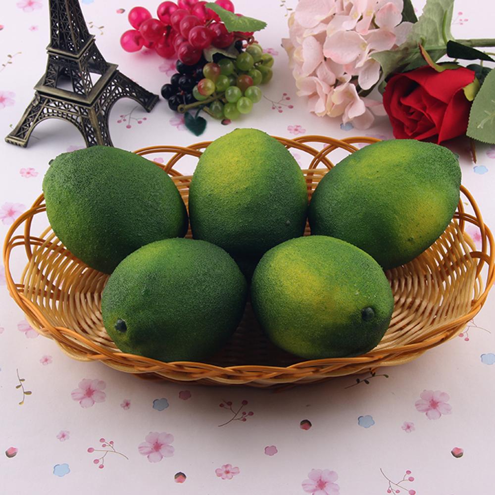 Simulation Fruit Vegetable Foam Lemon Decoration Green Lemon BasketGift Plate Furniture Handicraft Farmhouse Fruit Display Z0P9