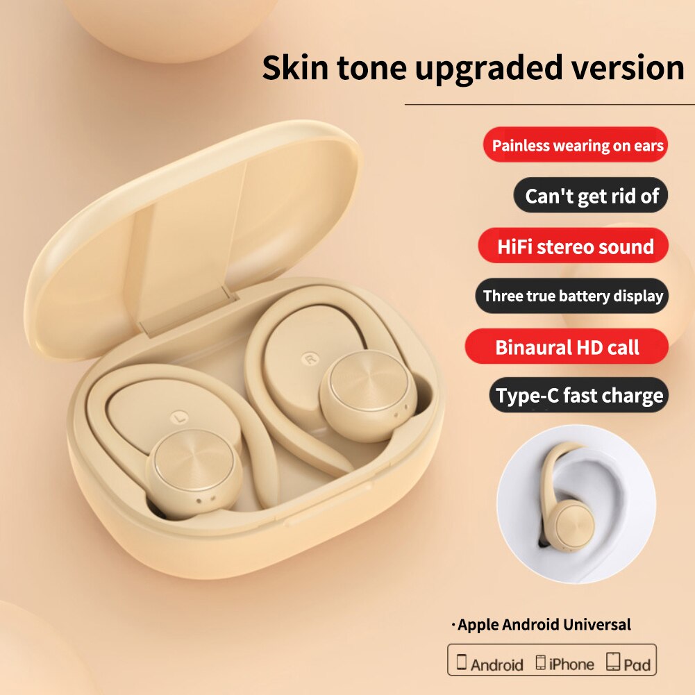 Auriculares inalámbricos R200/J92, audífonos con ganchos para las orejas impermeables IPX5, audífonos deportivos compatibles con Bluetooth, audífonos de música estéreo HiFi con micrófono: 03