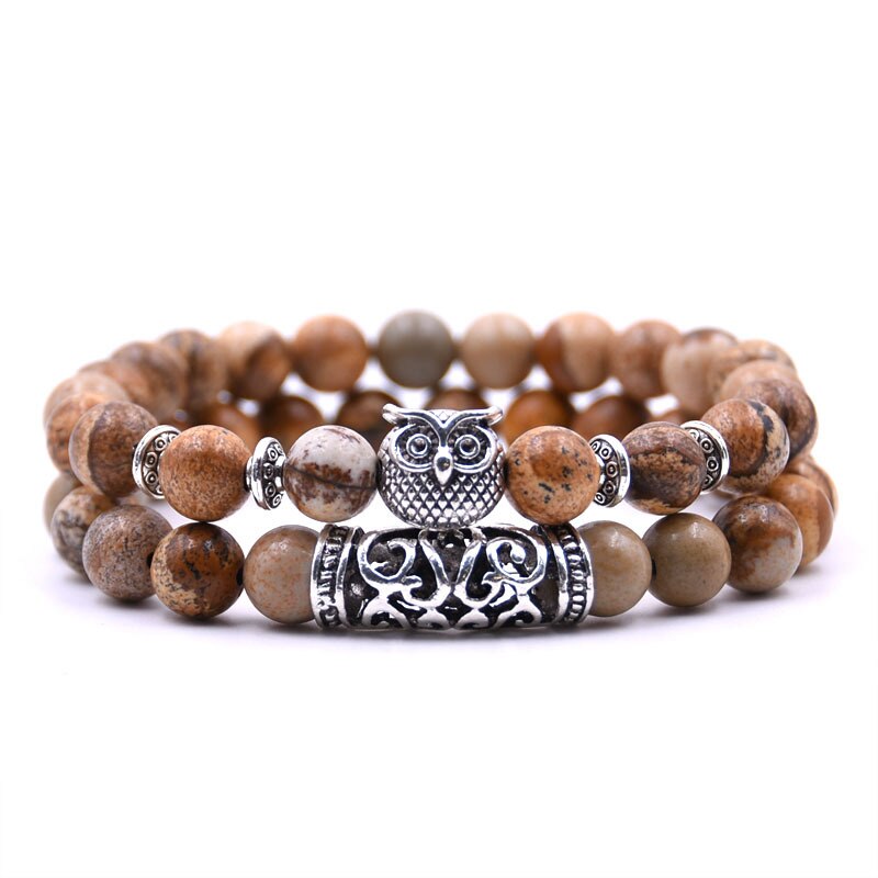 2 Stks/set Mode Paar Tijgeroog Steen Armbanden Armbanden Klassieke Zwart Wit Natuurlijke Lava Stenen Charm Bead Armband Vrouwen Mannen: 12