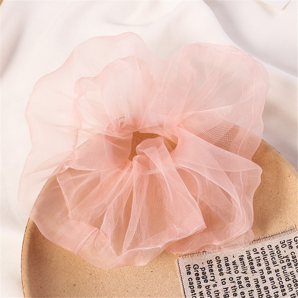 Organza randigt hår scrunchie hår ringslipsar för flickor hästsvanshållare hårband elastiskt hårband håraccessoarer huvudbonader: 4