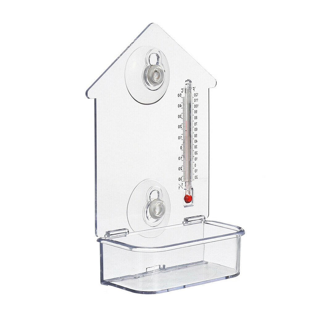 Balkon multifunctioneel transparant pvc huisdierbenodigdheden opbouw met thermometer raam vogelvoederhuisje vogelhuisje in de vorm van een vogelhuisje