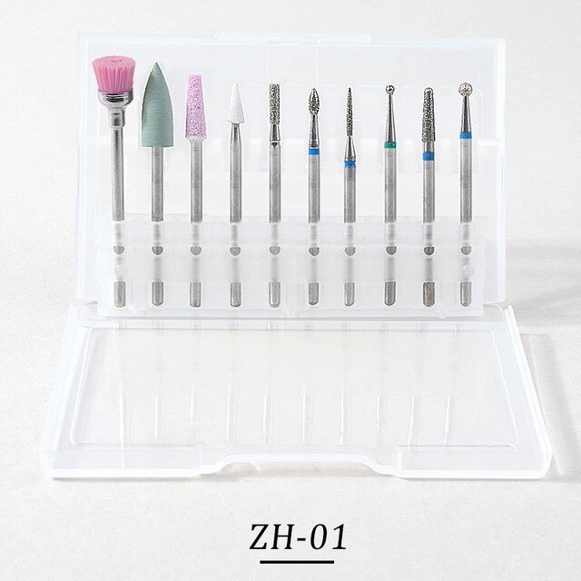 10 unids/set de broca de fresado para manicura torno de uñas para pedicura accesorios de uñas de arte polaco herramienta: A