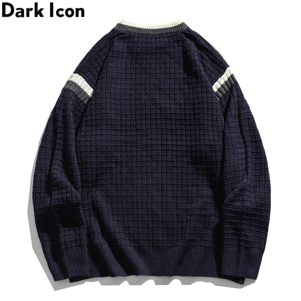 Foncé icône lettres broderie hommes femmes pull col rond automne hommes chandails tricots homme vêtements