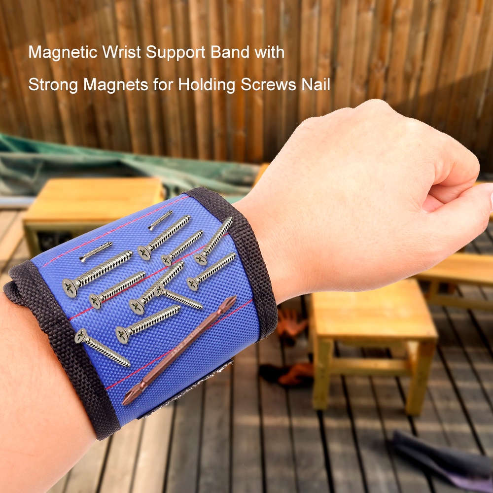 Bracelet magnétique Portable avec 6 pièces aimant électricien poignet vis clous support de perceuse pour outil de réparation