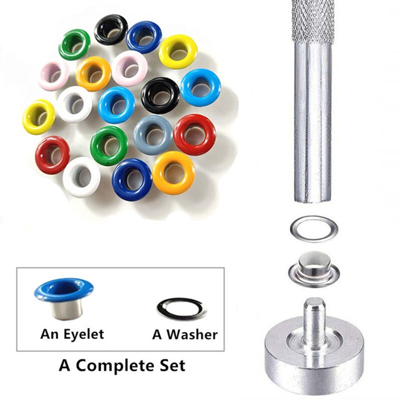 1 pc Pince + 1 set Oeillets Outil + 100 ensembles 10 Couleurs 9.5mm Bouton Pression Boutons Attaches Boutons-pression Boutons-pression Boucle + 200 pièces 5mm Oeillets
