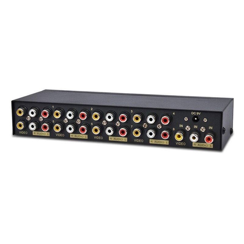 8-Weg Composiet Rca Av Splitter 1X8 Video 1 In 8 Out Splitter Distributeur Voor Stb Dvd Hdtv