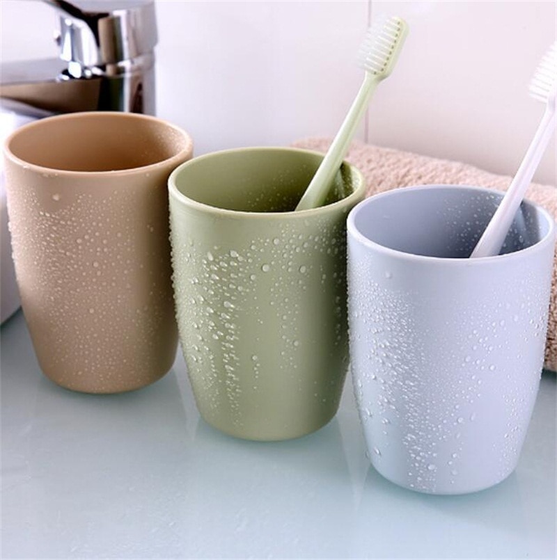 Bathroom Brushing Teeth Cups Plain Green Plastic Couple Mouthwash Cup Rinsing Mug Couple Rinse Cups Thick Round Water Cup