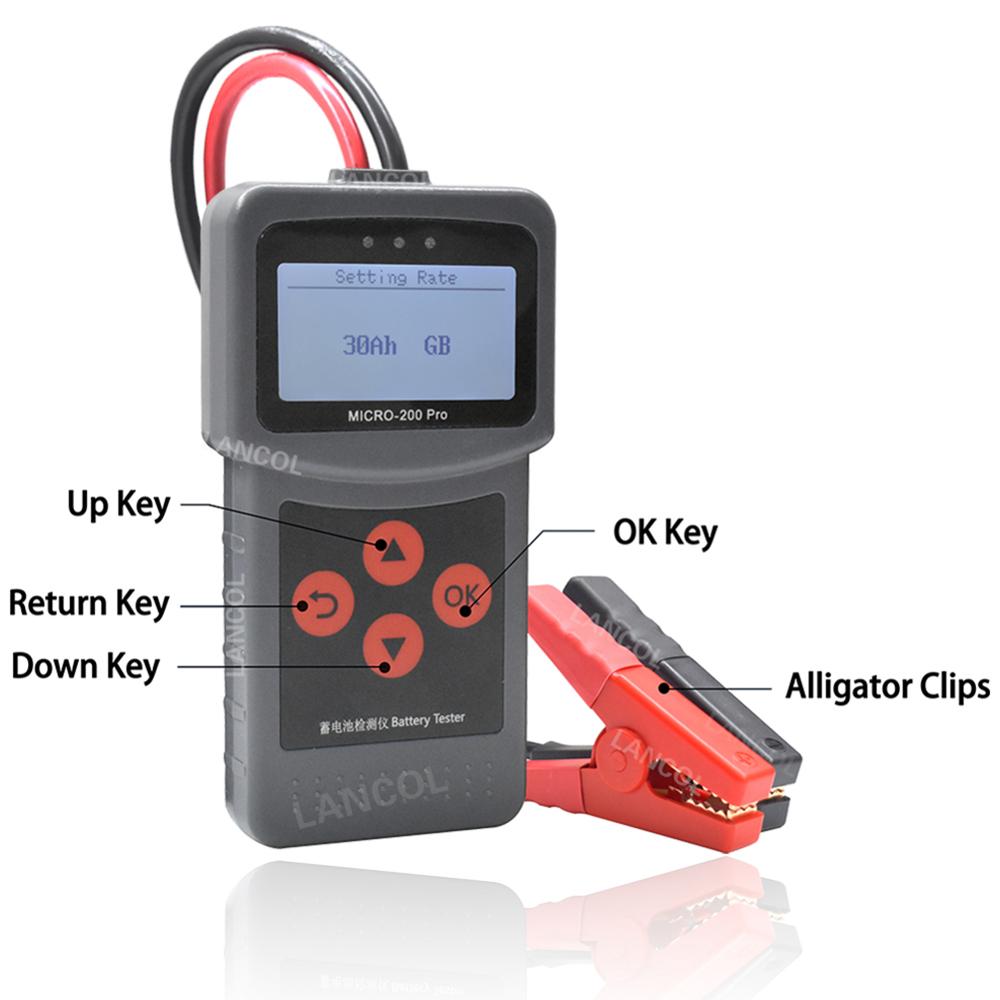 Bilbatteri tester 12v/24v digital bilbatteri systemanalysator micro -200 pro 40-2000 cca 220ah til