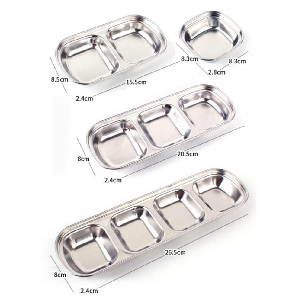 Stainless steel outdoor barbecue dipping dish multi-grid seasoning dish dipping sauce soy sauce vinegar dish