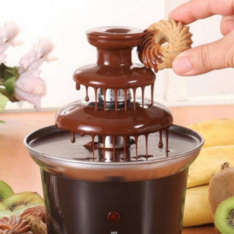 ！-eu stik mini chokolade fondue, elektrisk rustfrit stål fondue gryde chokolade smeltemaskine dyppe dessert frugt butte