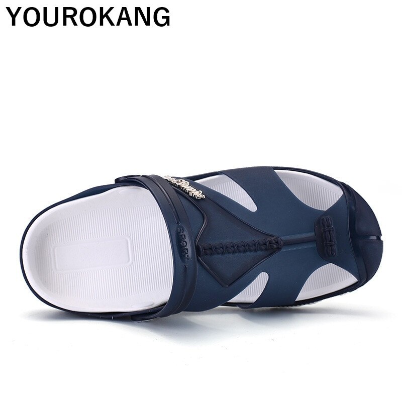 Sommar herrflip flops plast tofflor för män platta träskor slip-on trädgårdsskor snabbtorkande man sandaler stor storlek strandskor