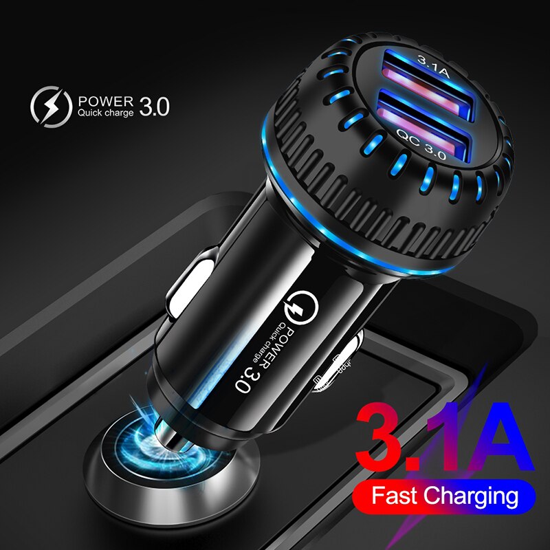 Dual Usb Voor Xiaomi Autolader Qc 3.0 Voor Redmi Note 7 8 9 Pro Honor Samsung Mobiele Telefoon Auto usb Lader 30W Mini Fast Charger