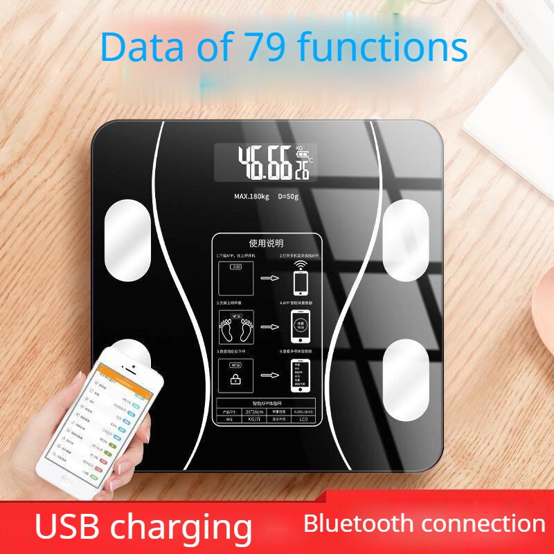 Bluetooth Smart Weighing Scale BMI Scale Wireless Digital Charging Bathroom Scale Body Fat Scale Body Composition Analyzer