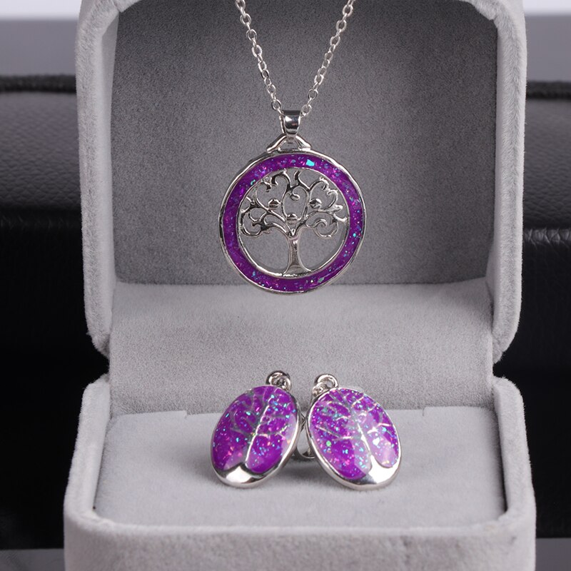 Neue Stilvolle Baum Des Lebens Schmuck einstellen Anhänger Halskette und Ohrringe Frauen Schmuck