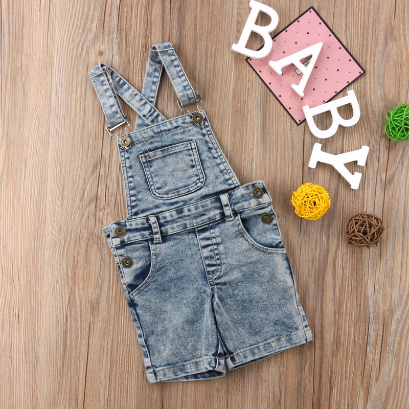 6M-6T Peuter Kinderen Meisje Jongens Vest Koele Denim Bib Korte Broek Shorts Overalls Outfits