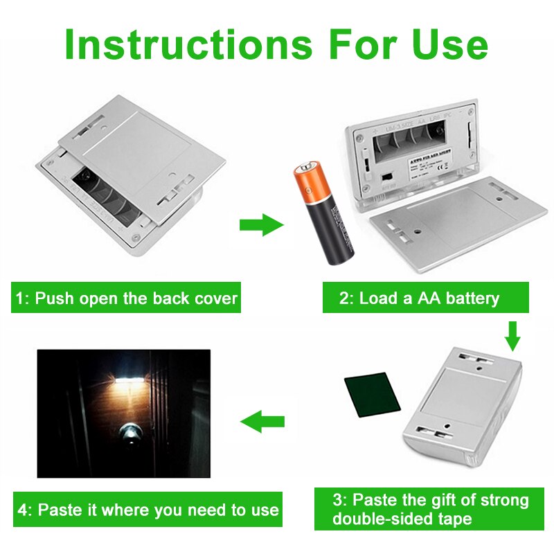 Lámpara de ojo de cerradura infrarrojo PIR móvil sin cables, cerradura para puerta con Sensor de luz para cocina, pasillo, escalera, almacén, lámpara nocturna plateada